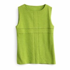 G Knitwear Chartreuse Green Sleeveless Knit Sweater | Size Large